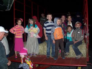 The children enjoyed a hay-ride while we were at the Bailey's Church for their "harvest night".