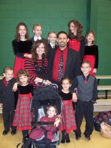 For the wedding day, our family was all dressed in red and black.