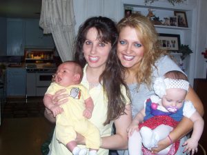 Amy with Garrett and Me (Jill) with 7 month Sadie.  We LOVE our babies!!