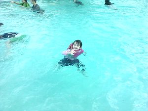Olivia (4 yrs. old) was a little fish in the heated pools that we swam at in the RV parks that we stayed at a couple of times.