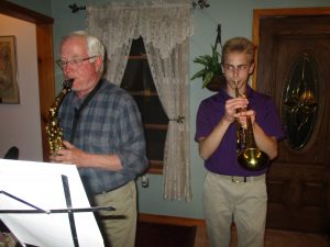 This is "Uncle John" - Jennifer's Dad.  Boy, is he awesome on the saxophone!!  We enjoyed playing & singing music together in their lovely farm house on their working, beautiful farm!!