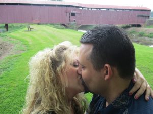 Right outside the mill, was a historic covered bridge - called the "kissing bridge".  We thought we'd do a bit of that in front of it!  We enjoyed this trip immensely and enjoyed working on always keeping our marriage strong.  Thanks, My Love (David), for giving me that lovely time!!  I miss it!!
