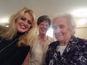 This dear lady - Betty (to the right) follows our family and came to the church to hear us sing.  She was such a sweetheart!!